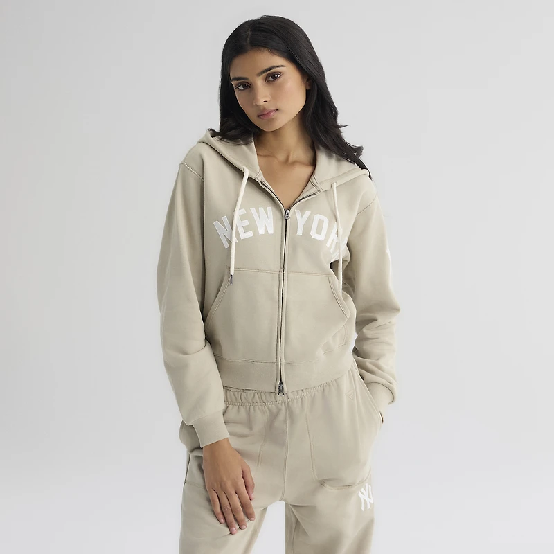 Sweat à capuche zippé Fanatics Sepia Tint New York Yankees Iconic Terry pour femme