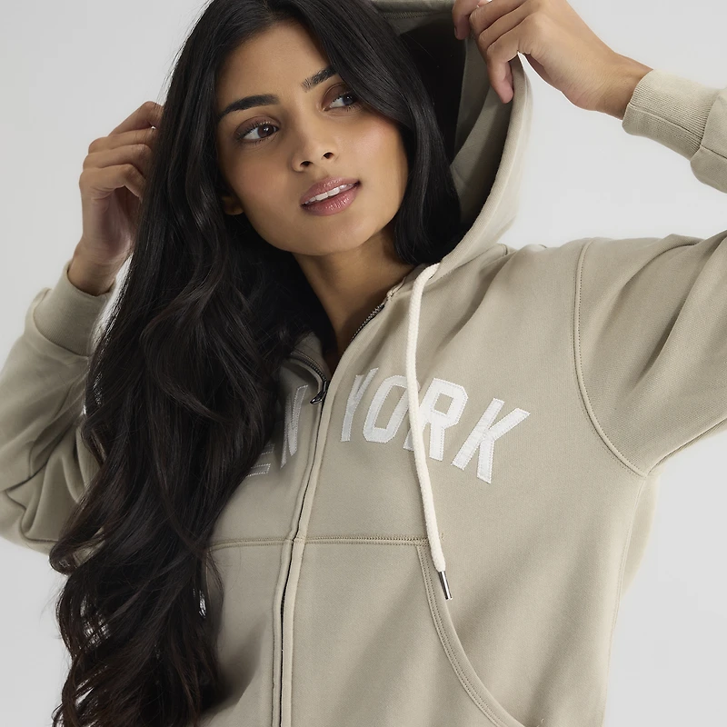 Women's Fanatics Sepia Tint New York Yankees Iconic Terry Full-Zip Hoodie