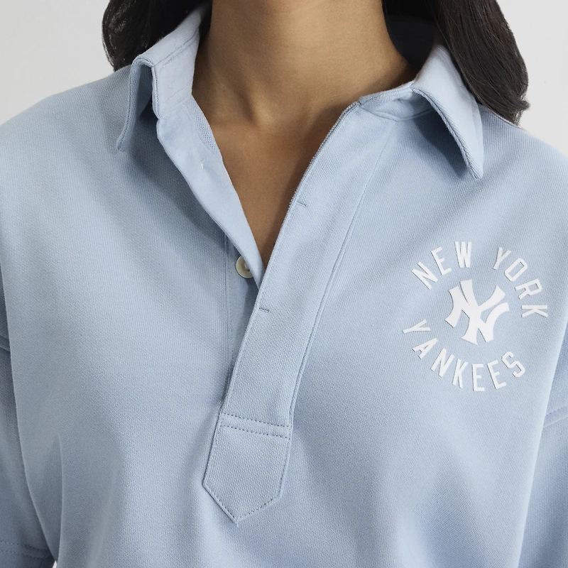 Women's Fanatics Sky Blue New York Yankees Iconic Short Sleeve Polo Sweatshirt