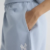 Women's Fanatics Sky Blue New York Yankees Iconic Terry Track Shorts