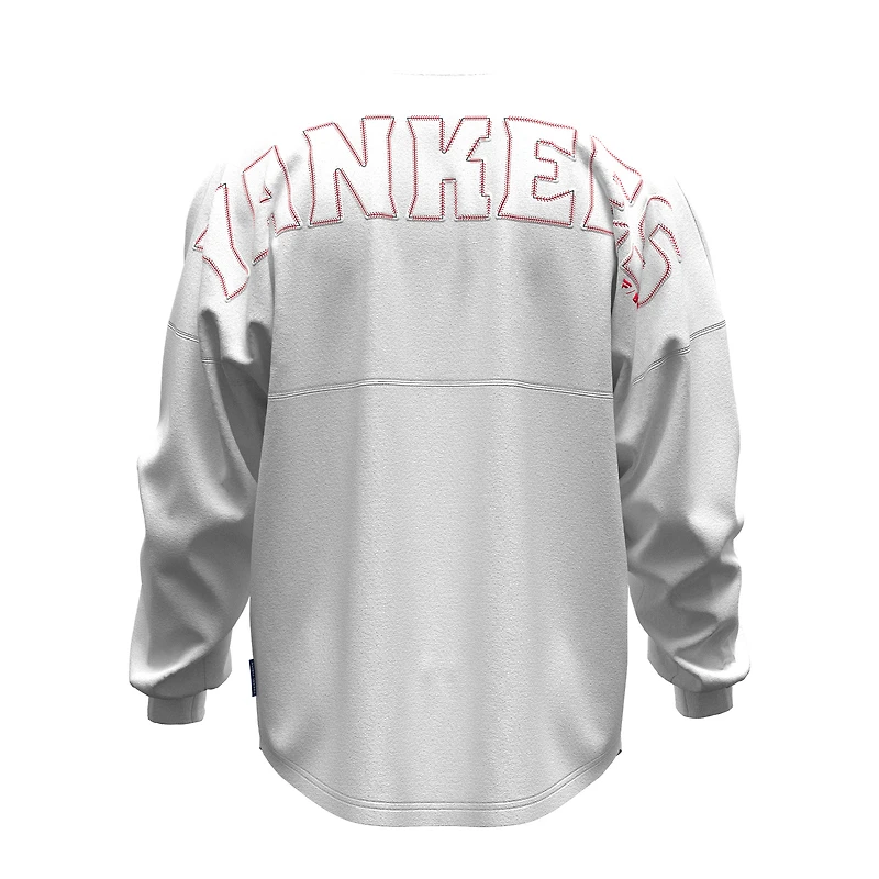 Women's Fanatics White New York Yankees Baseball Stitch Spirit Jersey Long Sleeve T-Shirt