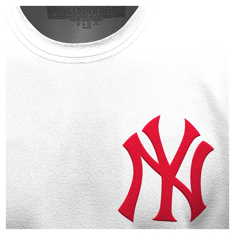 T-shirt à manches longues Fanatics blanc New York Yankees pour femmes, avec broderie Spirit Jersey