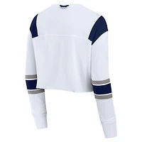 Women's Fanatics  White New York Yankees Stretch Cropped Fashion Long Sleeve T-Shirt