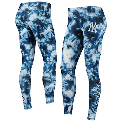 Leggings tie-dye FOCO bleu marine pour femmes, motif New York Yankees