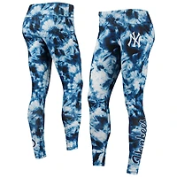 Leggings tie-dye FOCO bleu marine pour femmes, motif New York Yankees