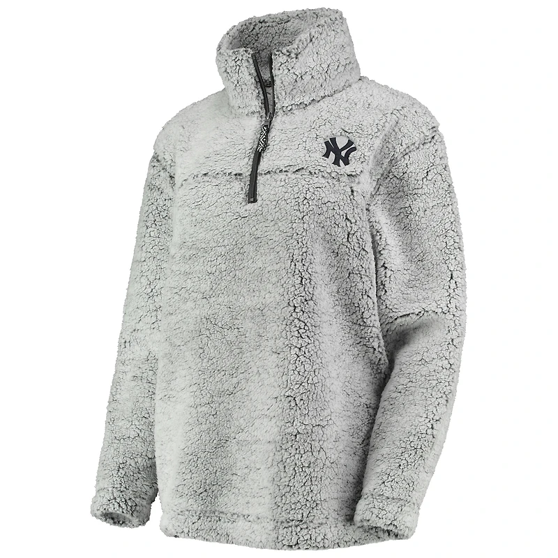 Women's G-III 4Her by Carl Banks Gray New York Yankees Sherpa Quarter-Zip Pullover Jacket