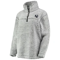 Women's G-III 4Her by Carl Banks Gray New York Yankees Sherpa Quarter-Zip Pullover Jacket