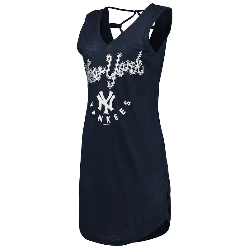 Women's G-III 4Her by Carl Banks Navy New York Yankees Game Time Slub Beach V-Neck