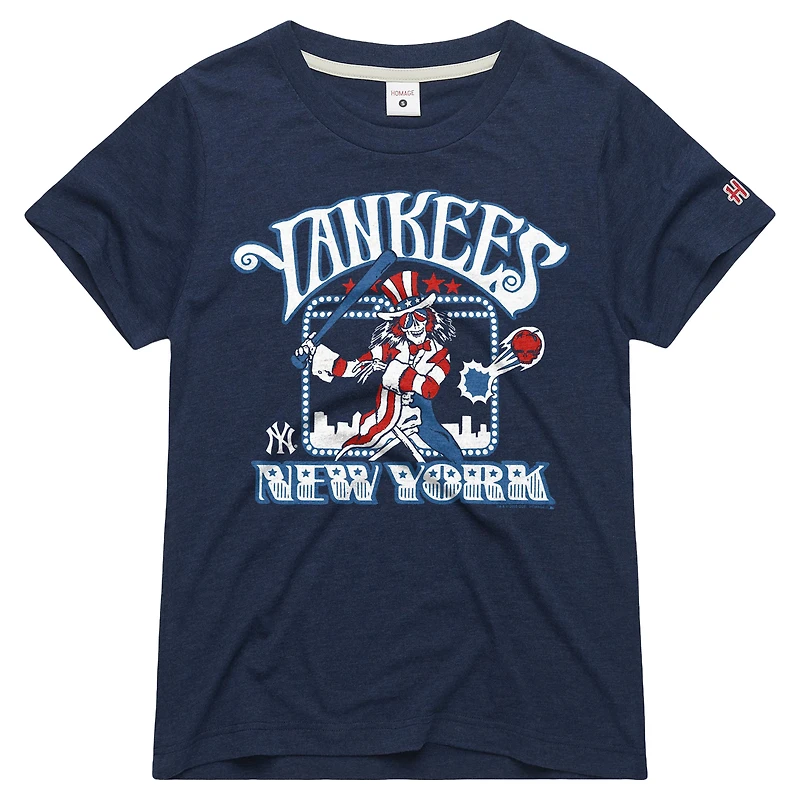 Women's Homage x Grateful Dead Navy New York Yankees Americana Tri-Blend T-Shirt