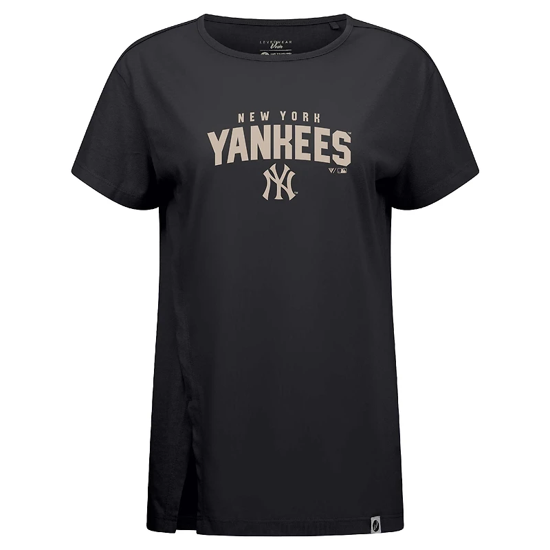 Women's Levelwear Black New York Yankees Influx Team Arch T-Shirt