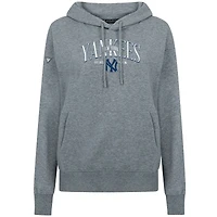 Women's Levelwear Gray New York Yankees  Adorn Throwback Spellout Pullover Hoodie
