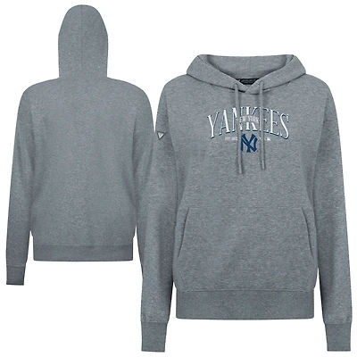 Women's Levelwear Gray New York Yankees  Adorn Throwback Spellout Pullover Hoodie