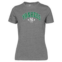 Women's Levelwear Gray New York Yankees St. Patrick's Day Maddox Plaid T-Shirt