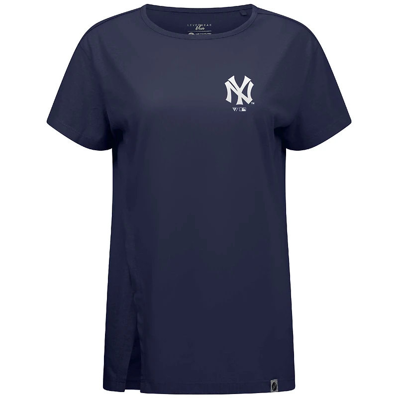 Women's Levelwear Navy New York Yankees Influx Cooperstown Core Logo T-Shirt
