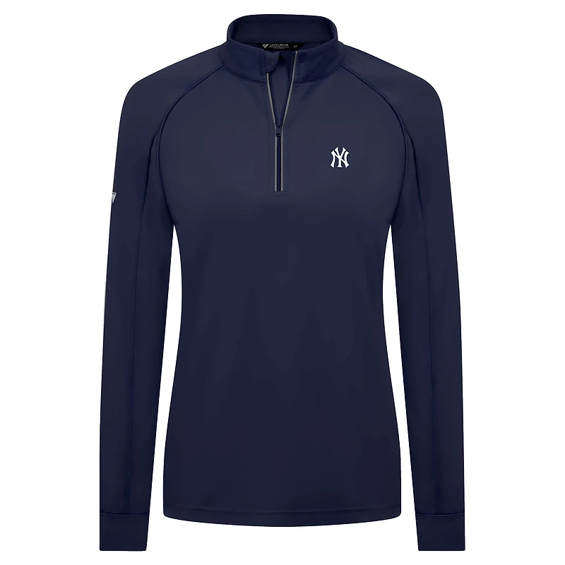 Haut à glissière quart de tour Kinetic Insignia 2.0 Raglan bleu marine pour femme Levelwear des Yankees New York