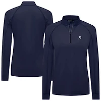 Women's Levelwear Navy New York Yankees Kinetic Insignia 2.0 Raglan Quarter-Zip Top