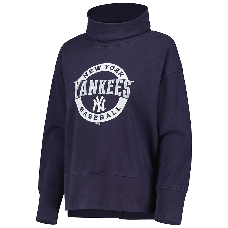 Women's Levelwear Navy New York Yankees Sunset Farm Team Pullover Sweatshirt