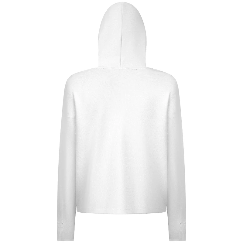 Sweat à capuche court blanc trois bandes Accolade Sweet Express des Yankees de New York pour femme Levelwear
