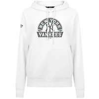 Women's Levelwear White New York Yankees Adorn Banner Arch Pullover Hoodie
