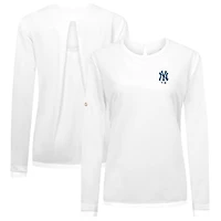 T-shirt à manches longues blanc Levelwear pour femme avec logo principal Sequoia des Yankees de New York