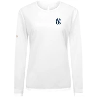 T-shirt à manches longues blanc Levelwear pour femme avec logo principal Sequoia des Yankees de New York