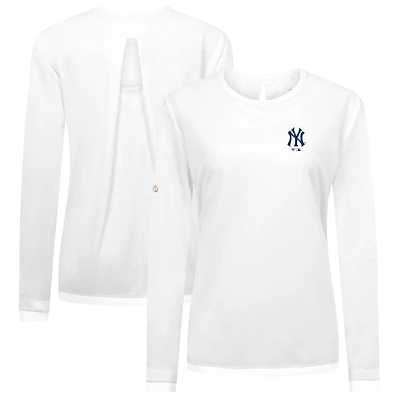 Women's Levelwear White New York Yankees Sequoia Primary Logo Long Sleeve T-Shirt
