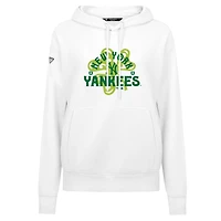 Women's Levelwear  White New York Yankees St. Patrick's Day Adorn Shamrock Pullover Hoodie