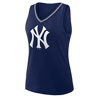 Débardeur à col en V Stellar Win pour femme, bleu marine, avec logo athlétique des Yankees de New York