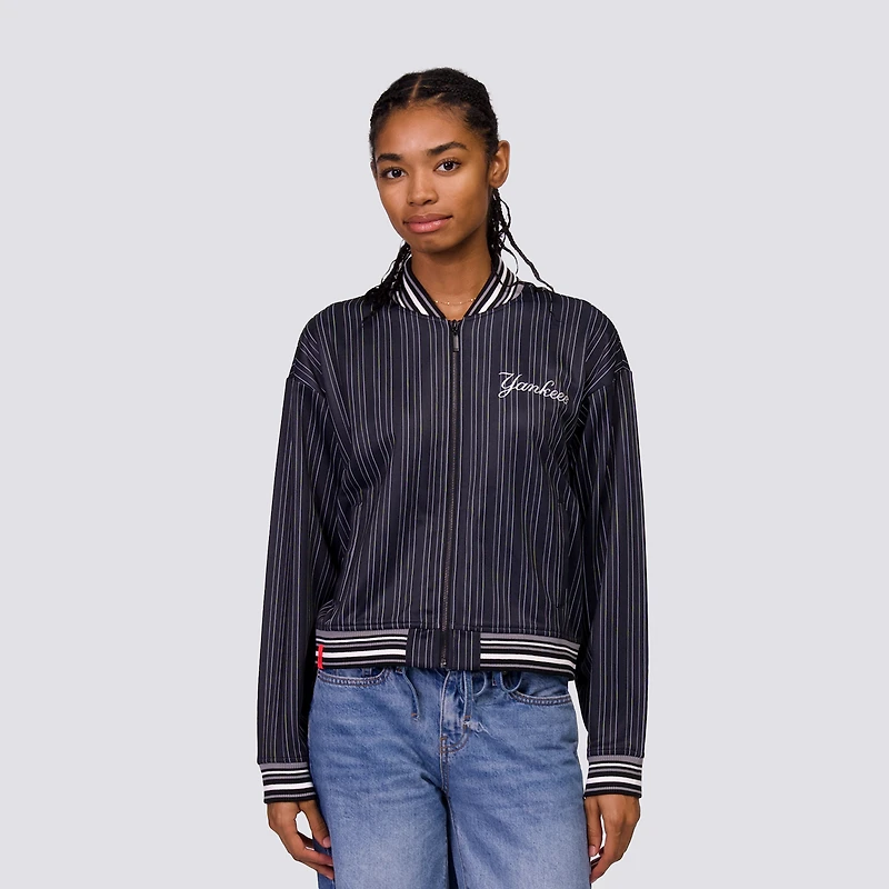 Veste courte zippée Genni noire Lusso pour femme, New York Yankees