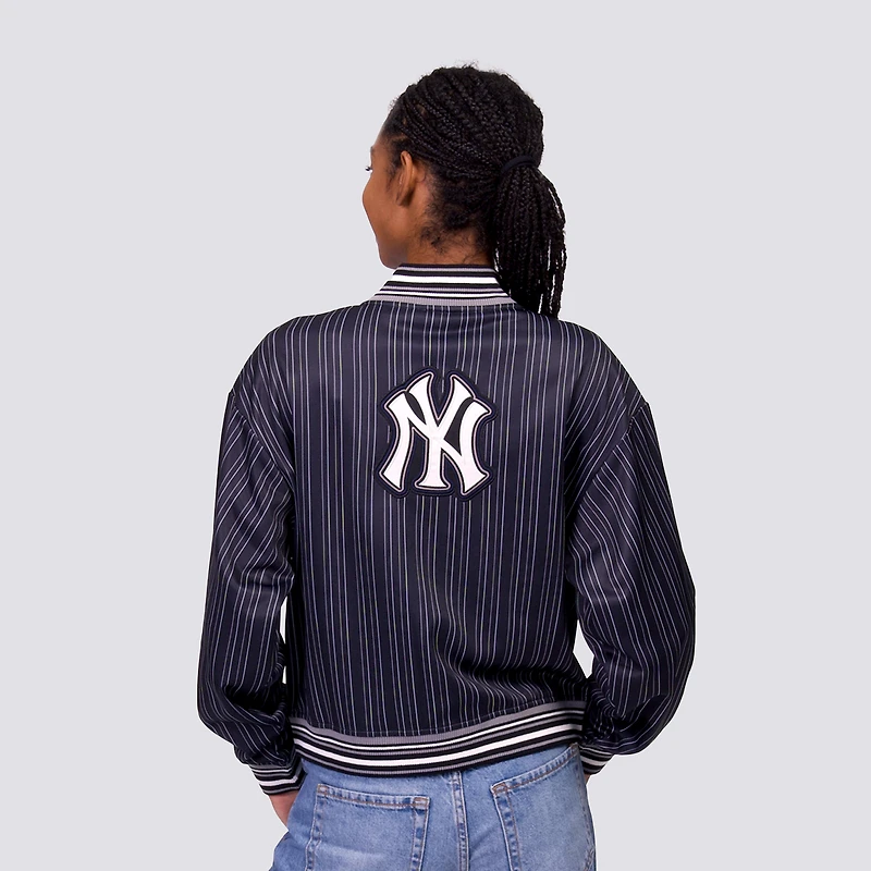 Women's Lusso Black New York Yankees Genni Cropped Full-Zip Jacket