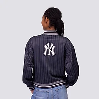 Women's Lusso Black New York Yankees Genni Cropped Full-Zip Jacket