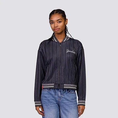 Women's Lusso Black New York Yankees Genni Cropped Full-Zip Jacket