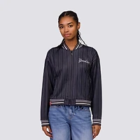 Women's Lusso Black New York Yankees Genni Cropped Full-Zip Jacket