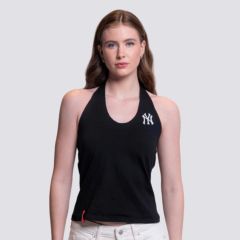 Women's Lusso Black New York Yankees Noelle V-Neck Tank Top