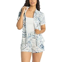 Women's Lusso Blue New York Yankees Finley & Frankie Camp Top Shorts Set
