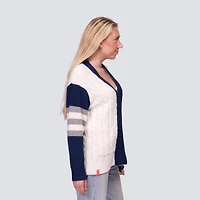 Women's Lusso Navy/White New York Yankees Shyla Knit V-Neck Full-Zip Sweater