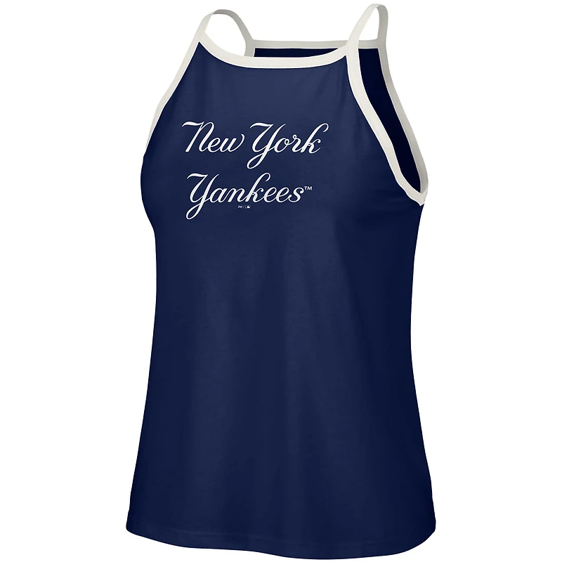 Women's Lusso Navy New York Yankees Nadine Halter Tank Top