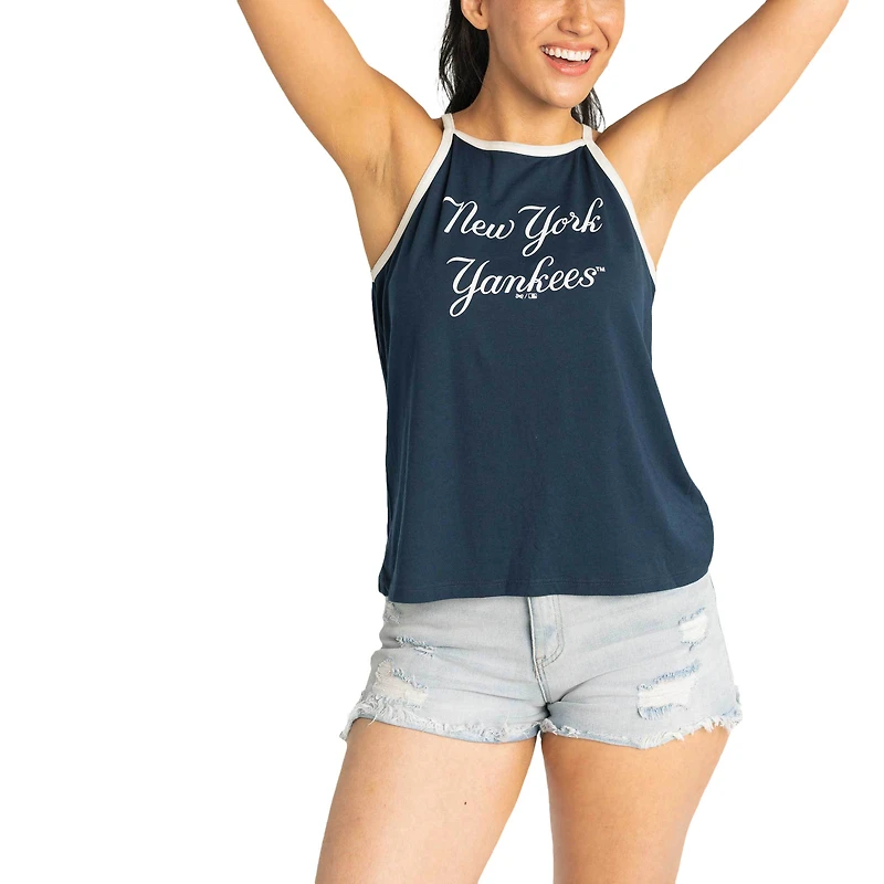Women's Lusso Navy New York Yankees Nadine Halter Tank Top