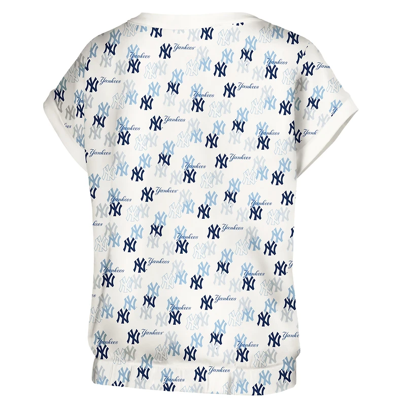Women's Lusso  White New York Yankees Madge Dolman Tri-Blend T-Shirt