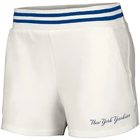 Women's Lusso  White New York Yankees Maeg Tri-Blend Pocket Shorts