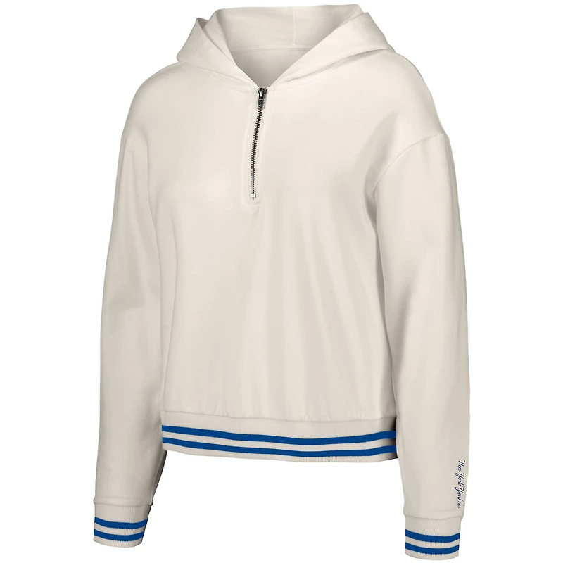 Women's Lusso  White New York Yankees Magnolia Tri-Blend Quarter-Zip Hoodie