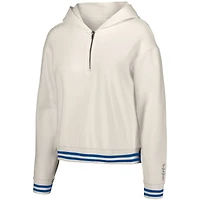 Women's Lusso  White New York Yankees Magnolia Tri-Blend Quarter-Zip Hoodie