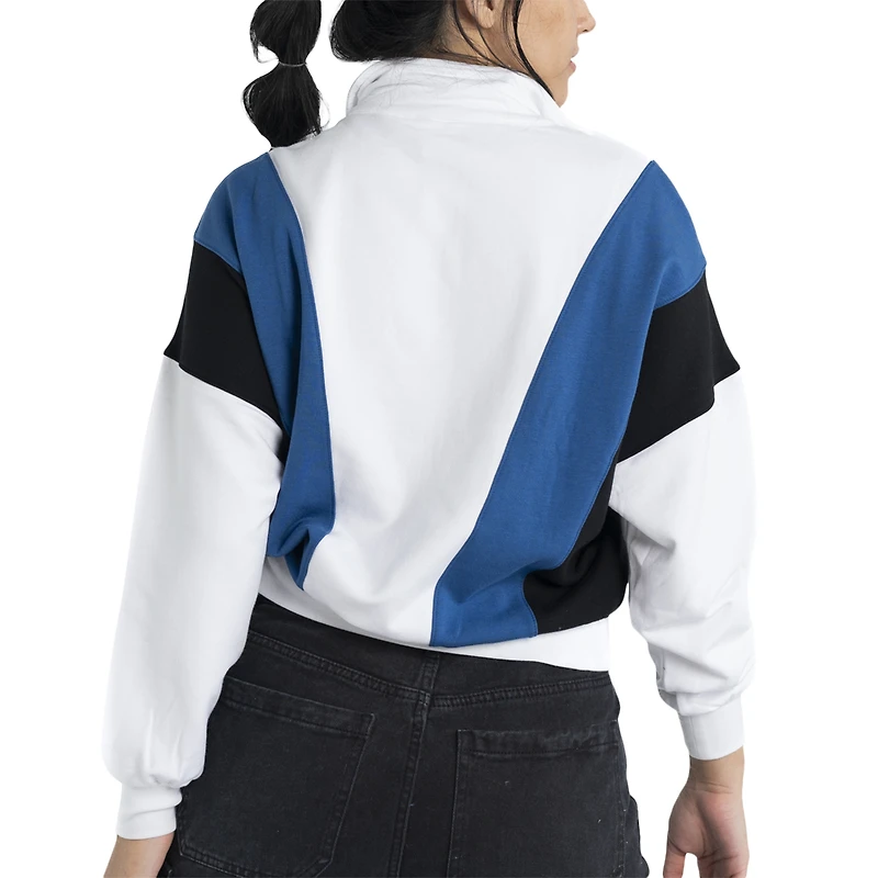 Sweat-shirt à quart de zip Lusso blanc New York Yankees Malia pour femme