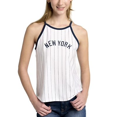 Women's Lusso  White New York Yankees Nahla Tank Top
