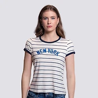 T-shirt rayé blanc Natasha des Yankees de New York pour femme