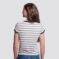 Women's Lusso White New York Yankees Natasha Striped T-Shirt