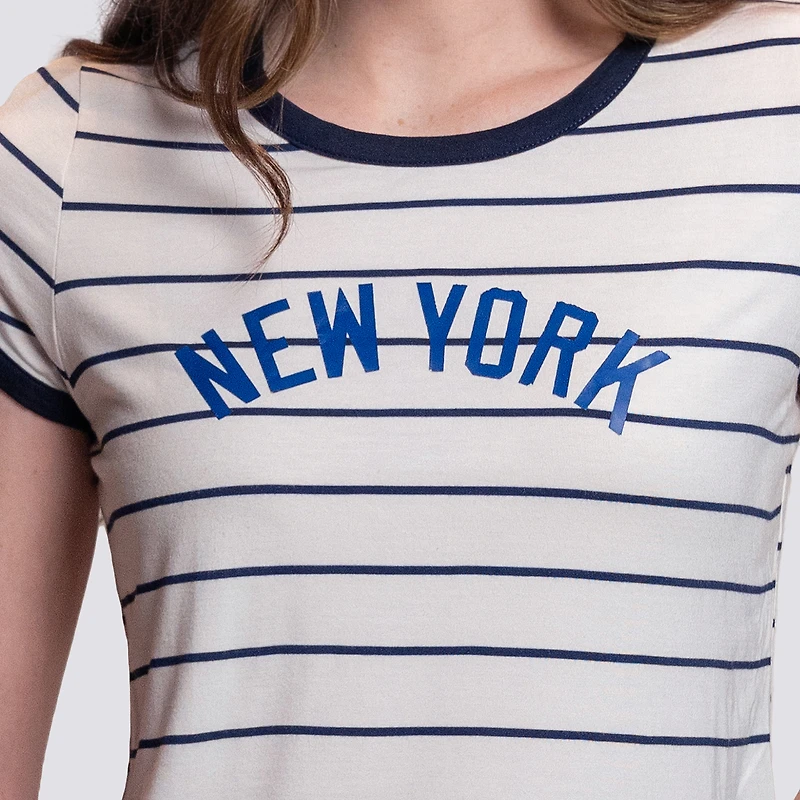 T-shirt rayé blanc Natasha des Yankees de New York pour femme