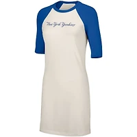 Robe t-shirt en trois mélanges à manches mi-longues Nettie Raglan Lusso White des Yankees de New York pour femme