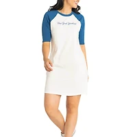 Robe t-shirt en trois mélanges à manches mi-longues Nettie Raglan Lusso White des Yankees de New York pour femme