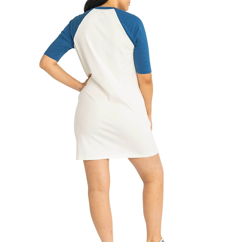 Robe t-shirt en trois mélanges à manches mi-longues Nettie Raglan Lusso White des Yankees de New York pour femme